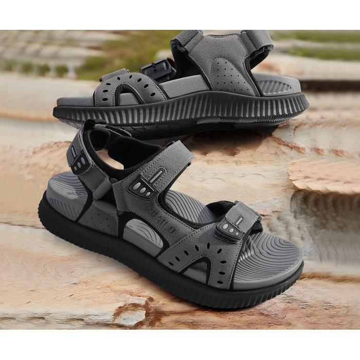 Чоловічі сандалі KuaiLu для трекінгу та відпочинку, ортопедичні, сірі, розмір 45 EU