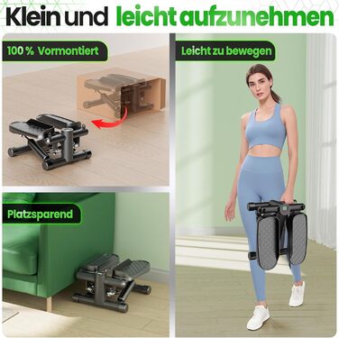 Ultrasport Swing Stepper: міні-степер 2-в-1 з мотузками та LCD-дисплеєм, тихий, з регулюванням навантаження