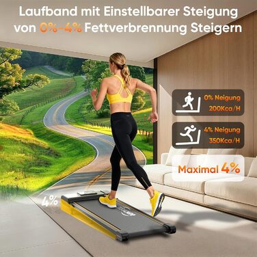 Біговий доріжки TISSCARE для дому та офісу: тихий тренажер для ходьби з регулюванням нахилу, LED-дисплеєм, вагою до 130 кг та швидкістю 1-6 км/год (без ручки).