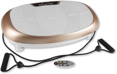 VITALmaxx вібраційний тренажер з 30 рівнями вібрації та 3 програмами, LCD-дисплей, для тренування всього тіла вдома, з еспандерами та пультом, колір шампань
