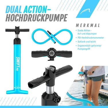 Набір для SUP Bluefin Cruise Premium: надувне весло для дорослих, з рюкзаком, веслом з фібергласу та насосом. 5 років гарантії. Колір: блакитний, довжина: 15'