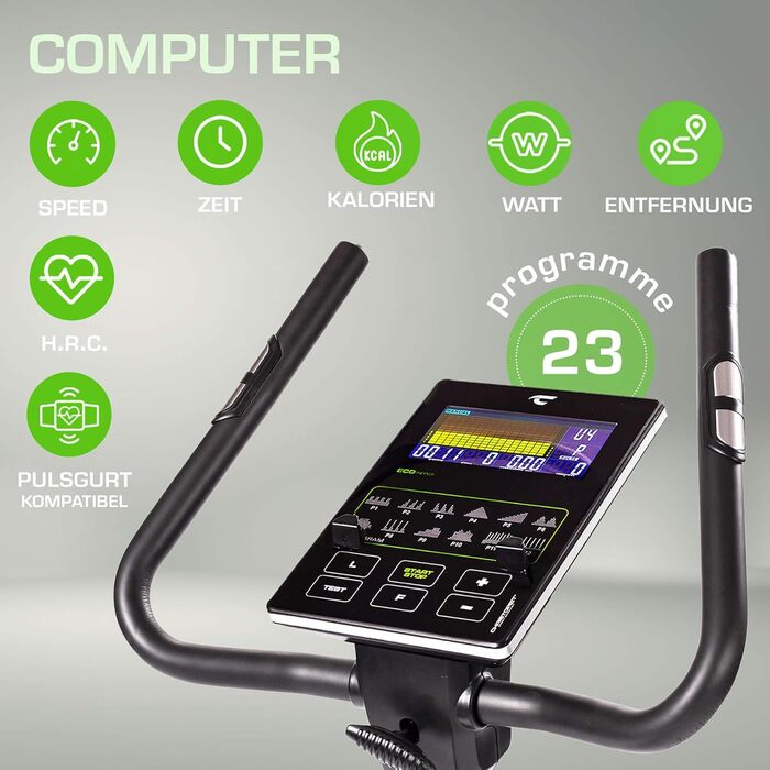 Велотренажер Christopeit Sport Eco 1000 з генератором, магнітною системою гальмування, USB, підтримкою Kinomap, до 150 кг