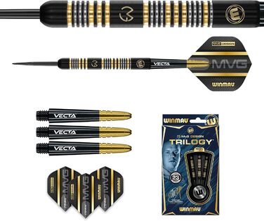 Дротики WINMAU Michael Van Gerwyn MvG Trilogy 23 г, сталевий наконечник, вольфрам, професійний набір з оперенням і шaфтами