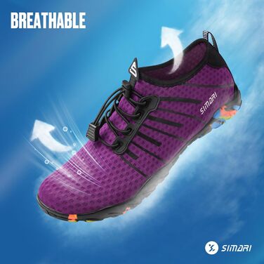 Водні черевики SIMARI WP001 для жінок та чоловіків, швидковисихаючі, для плавання, дайвінгу, серфінгу, йоги та відпочинку на природі, WP001, фіолетовий, 43 EU