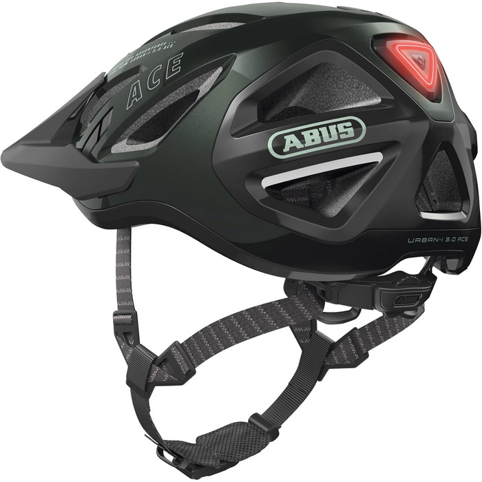 Велошолом ABUS Urban-I 3.0 ACE з LED підсвіткою, магнітною застібкою, подовженим козирком, для жінок і чоловіків