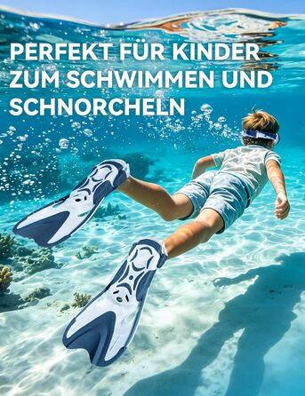 Ласти дитячі Supertrip Schnorchelflossen (SeaBlue, S/M 26-32) для плавання, снорклінгу та дайвінгу, регульовані, компактні для подорожей (6-14 років)