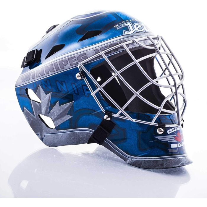 Міні-хокейна маска воротаря Franklin Sports NHL Winnipeg Jets, колекційна, з чохлом, офіційна ліцензія, сувенір