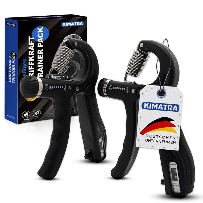 Набір для тренування сили хвату 2 шт. 5-60 кг - тренажер для пальців, рук та передпліччя. З лічильником, чорний