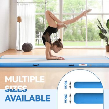 AirTrack Мат для гімнастики з електричним насосом, 10/20 см товщина, 2/3/4/5/6 м довжина. Килимок для акробатики, йоги, кемпінгу, тренувань. Зелений.