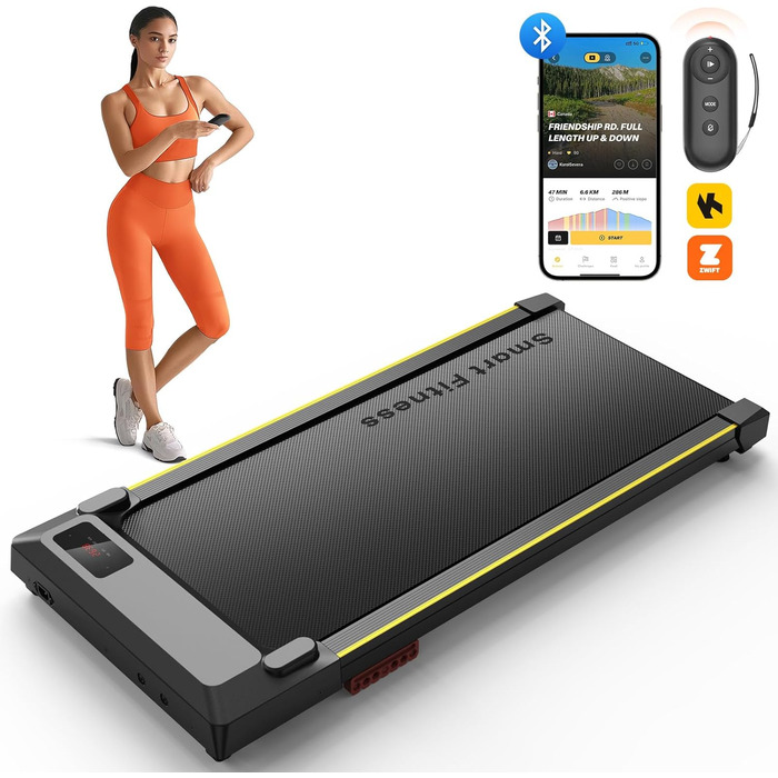 Компактна бігова доріжка Smart Walking Pad для дому та офісу під стіл, з подвійною амортизацією, тихим ходом, підтримкою Workout-додатку та режимом HIIT
