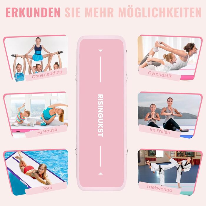 Надувна гімнастична килимок Air Matte Track - 500x100x20 см, зелено-рожевий (з насосом)