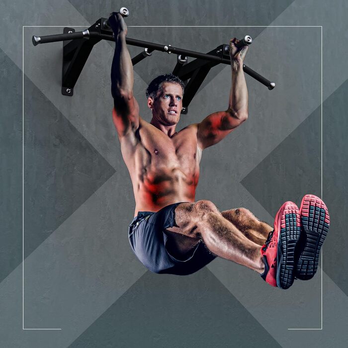 Турнік MAXXUS CHIN-UP PRO для стіни, сталевий, 124x35x61 см, до 150 кг, 6 гумових рукояток, багатохватний, для дому та вулиці, фітнес-тренування