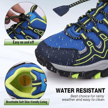 Дитячі кросівки UOVO для ходьби та трекінгу, водонепроникні, чорно-синьо-сірі, розмір 39EU