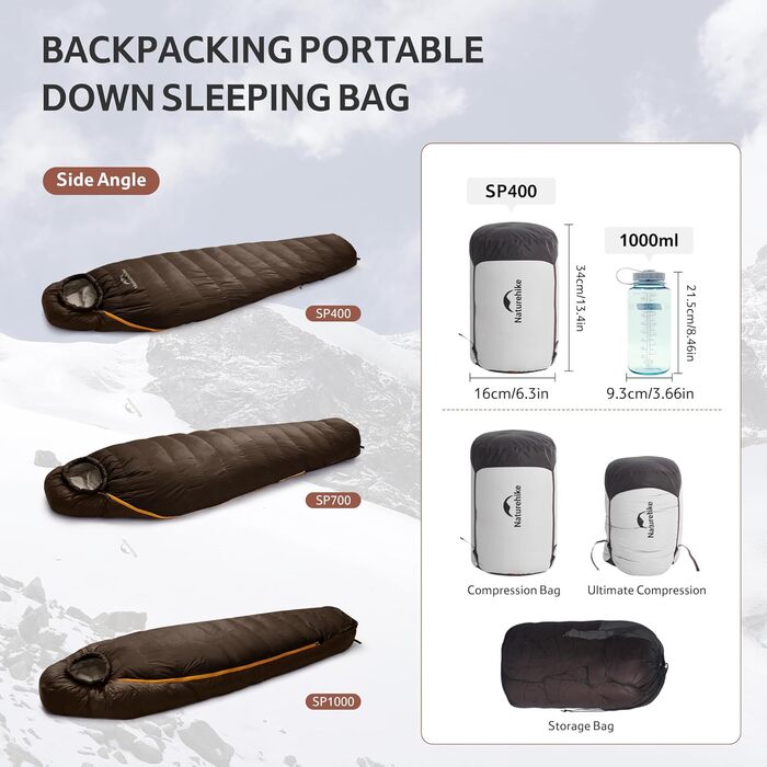 Спальний мішок Naturehike Snowbird, 400g, темно-коричневий, для дорослих, унісекс. Підходить для кемпінгу та outdoor активностей