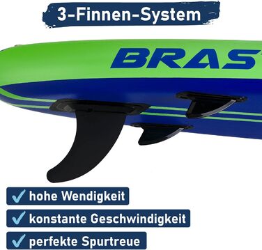 SUP дошка BRAST Primo надувна з веслом та аксесуарами 320x81x15 см (Зелена)