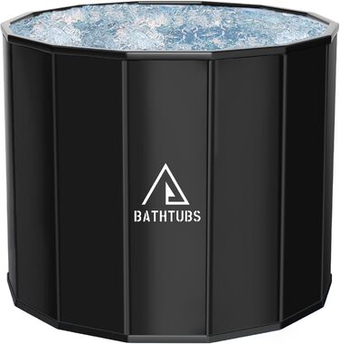 Портативна складана ванна для дорослих STARBRILLIANT (80x66 см) — крижана ванна для відновлення м'язів, SPA та загартовування, чорна, розмір L