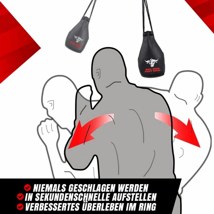BULL DOZA FIGHT WEAR мішок для реакції, 1 кг, 2 м мотузка, чорний, М – боксерський захисний мішок для тренувань MMA, не для ударів