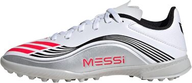 Дитячі футбольні бутси adidas F50 Messi League Turf для штучного покриття, розмір EU 33, білий, червоний, сріблястий