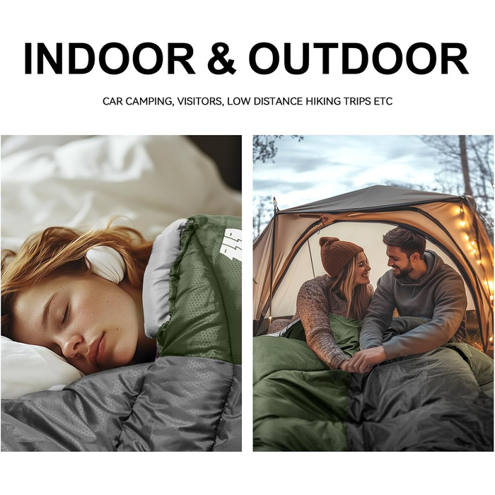 Спальний мішок для дорослих на холодну погоду, водонепроникний, легкий, 1.8 кг, зелений