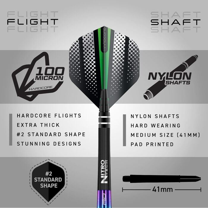 Дротики для дартсу RED DRAGON Razor Edge Softip, вольфрамові, професійні, 18 г, з оперенням та стрижнями