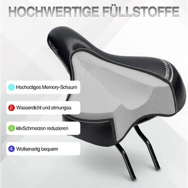 Преміум велосипедний сідло для чоловіків та жінок, водонепроникне, з гелевим наповнювачем, зручне, ергономічне, дихаюче, амортизуюче, для трекінгу, міста, MTB, e-bike