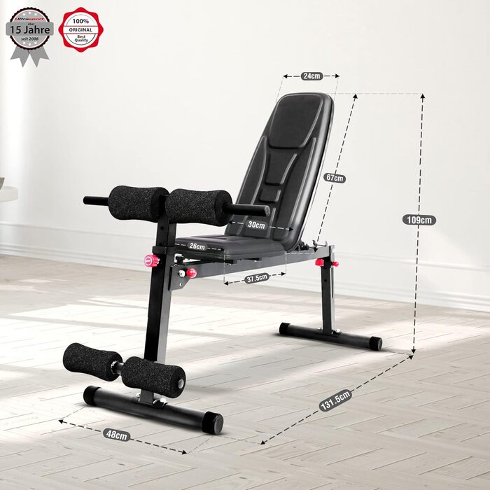 Гантельний лавка Ultrasport, багатофункціональний, складаний, для пресу та віджимань, 18 положень, до 500 кг, з еластичними стрічками