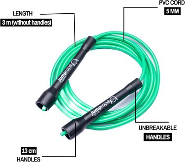 Професійне скакалка для змагань SPEED CHAMPION (діаметр 5 мм, довжина 3.0 м, регульована) (чорний-неоновий зелений)