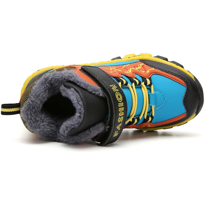 Дитячі зимові черевики Meidiastra для ходьби та трекінгу: теплі, водонепроникні, з неслизькою підошвою та застібкою-липучкою (30-40 EU), зелені та помаранчеві кольори