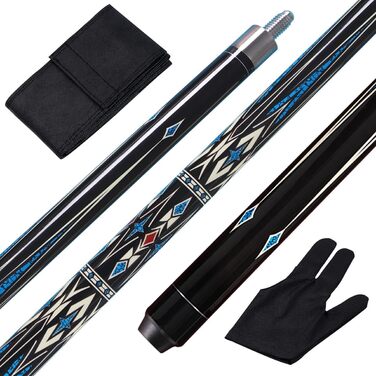 Більярдний кий Pool Queue Stick з агатової деревини, 147.3 см, комплект 2 шт., білий (блакитний)