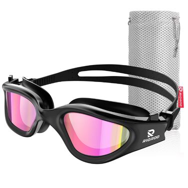 Окуляри для плавання Schwimmbrille, поляризовані, герметичні, чорно-рожеві. Для жінок та чоловіків, підлітків. Антифог, UV-захист, широкий огляд