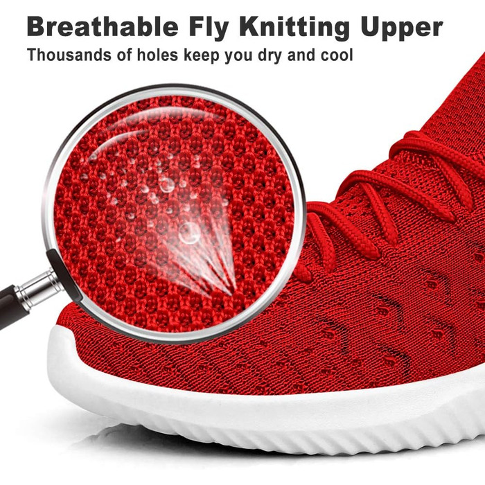 Чоловічі кросівки Feethit для бігу, дихаючі, легкі, зручні, модні, з антиковзкою підошвою, червоні, 43 EU, для подорожей та відпочинку