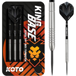 KOTO King Base 90% срібні дартси, набір 3 дротики, насадки, оперення, чохол, рифлений грип