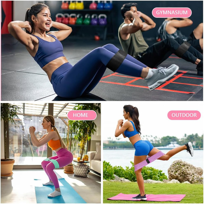 Фітнес-резинки Flintronic для стегон та сідниць: набір для йоги, пілатесу та силових тренувань (B-Чорний+Lila+Зелений)