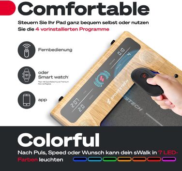 Біговий тренажер Sportstech для дому, Walking Pad, швидкість 1-8 км/год, тренажер під стіл, кут нахилу 11,5%, тихий, з підключенням до додатку, максимальне навантаження 120 кг, компактний, LCD дисплей, для дому та офісу, sWalk (sWalk LWD)