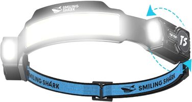 Налобний ліхтар Smiling Shark, 2 шт. Суперяскравий LED налобний ліхтар з перезаряджанням, 4 промені, регульований, датчик руху, акумулятор 2400 mAh, 5 режимів, для бігу, походів, кемпінгу
