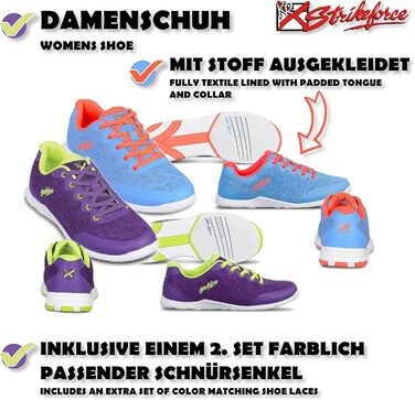 Кросівки для боулінгу KR Strikeforce з шнурівкою, двостороння підошва, спортивний дизайн, кольорові, 36 EU, блакитний/оранжевий