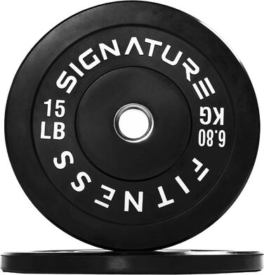 Олімпійські диски Signature Fitness 5,1 см зі сталевою втулкою, чорні, 6,8 кг, пара або набір