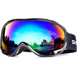 Гірськолижна маска Snowledge для чоловіків і жінок, подвійна лінза OTG, UV400, антифог, вітрозахист, для сноуборду, лиж, сумісна з шоломом, чорна/синьо-зелена (VLT 4.6%)