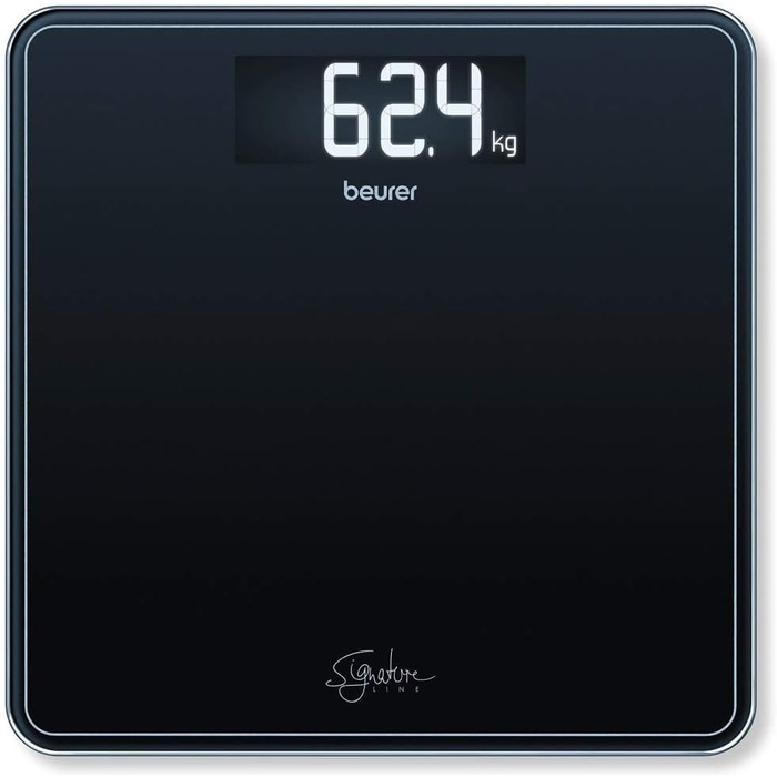 Ваги підлогові Beurer GS 400 Signature Line, скляні, чорні, дисплей XL, до 200 кг, 31x31 см