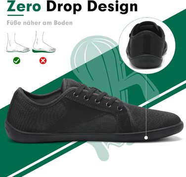 В'язані босижні черевики SAGUARO Unisex з широкою переднячкою та нульовим перепадом п'яти, Luck Ⅰ, розмір 36-48, чорний