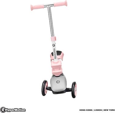 Самокат дитячий Kinderroller 3в1 рожевий: самокат-біговел-колісний скутер з сидінням для дівчаток та хлопчиків