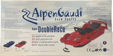Двомісні сани AlpenGaudi Double Race червоні 114x55x28 см для снігу, нові в упаковці