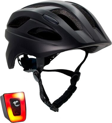 Дитячий велосипедний шолом Crazy Safety, чорний, 54-58 см, з USB-підсвіткою, для дітей 6-12 років, для велосипеда, скейтборда, роликів, регульований