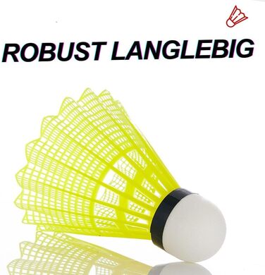 Бадмінтонні м'ячі Kawasaki Federbälle - жовті, нейлонові, для тренувань та змагань, стабільні та довговічні, для гри в приміщенні та на вулиці (повільна швидкість)