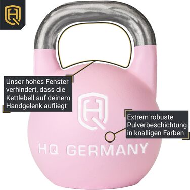 Професійна гиря HQ Germany 8 кг, неіржавна ручка, для змагань, ±200 г, порошкове покриття
