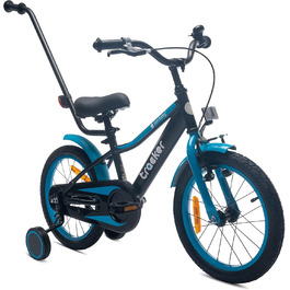 Дитяче велосипед Sun Baby Tiger Tracker 14/16 дюймів для хлопчиків. Легкий, з додатковими колесами та штовхачем, 2-6 років. BMX, блакитний.