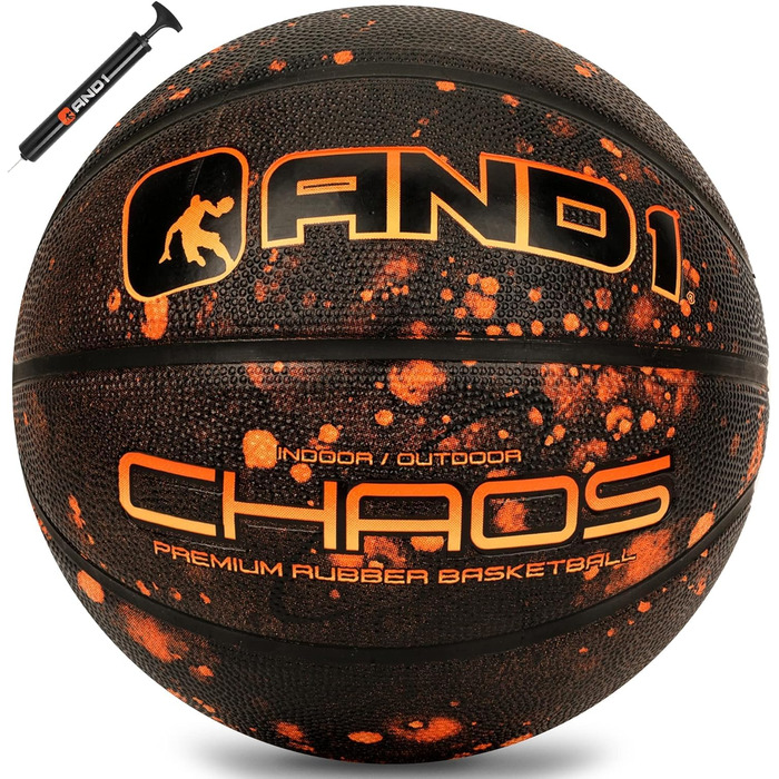 AND1 Chaos Basketball - офіційний розмір 7 (74,9 см), гума, Deep Channel Construction, Streetball, для гри в залі та на вулиці, Meteorit