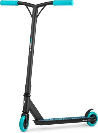SOKE Evo: Скутер для екстремального катання в скейтпарку – ABEC-9 підшипники з вуглецевого волокна, сталеві, PU-колеса 88A, Y-образний кермо з TPR-покриттям, алюмінієва дека (чорний/синій)