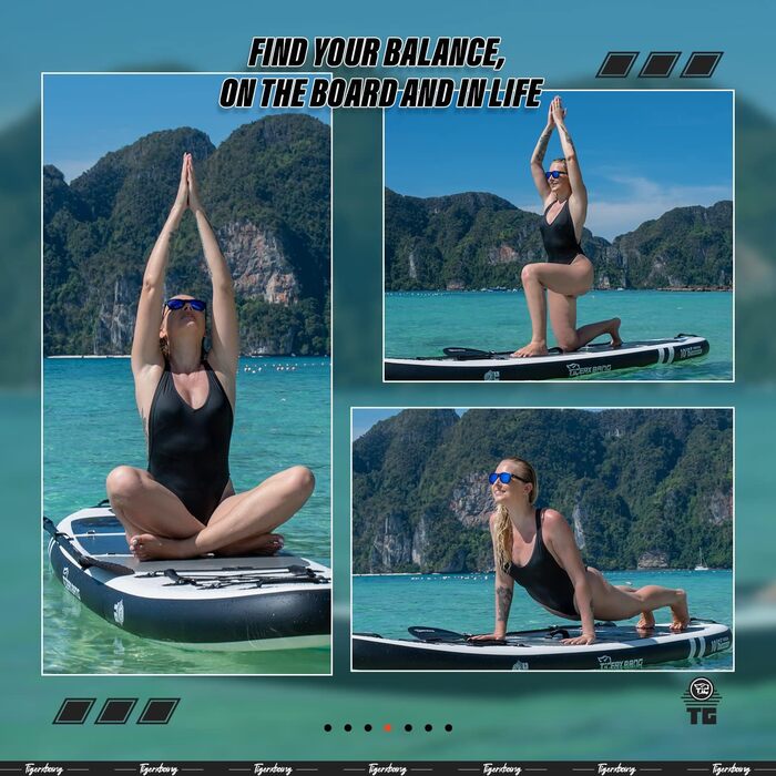 SUP дошка TIGERXBANG Defender-Pro надувна, 305 см, чорна - для стійкої плавучості та веслування