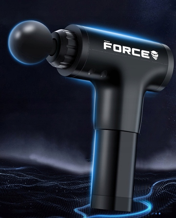 Перкусійний масажер Renew Force, чорний, 120 Вт, 10 насадок, акумуляторний/мережевий
